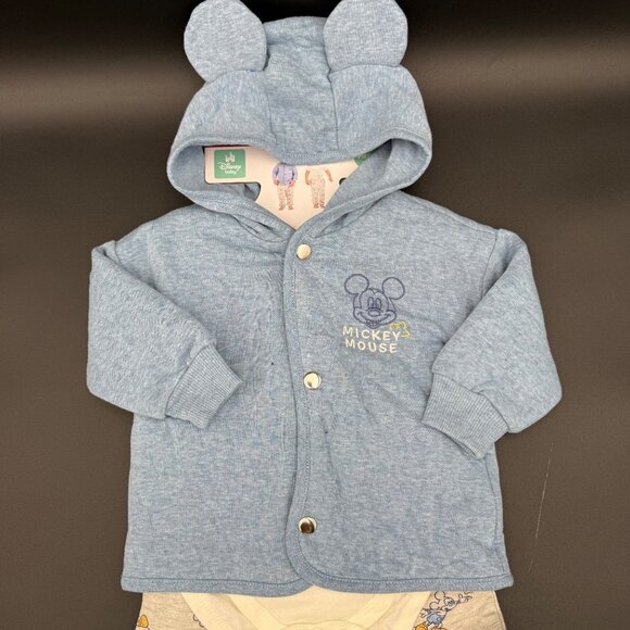 Disney Baby 3-Piece Mickey Mouse Outfit Set18M Hooded Jacket Bodysuit & Pants - Picture 3 of 8
